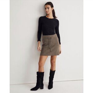Madewell Drawstring Mini Sweater Skirt in Heather Sagemist Size Small